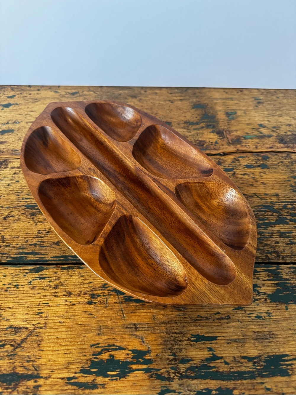 Handcrafted Wooden Snack Serving Tray - Brown